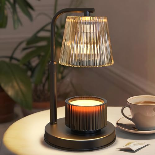 Candle Warmer Lamp with Timer Dimmable - Adjustable Electric Wax Melt Warmer Scented Large Jar Candles Lights, House Warming Birthday Gifts for Women, Glass Vintage New Home Living Room Decor, Dark by MAOYUE - Used condition - US$13.68