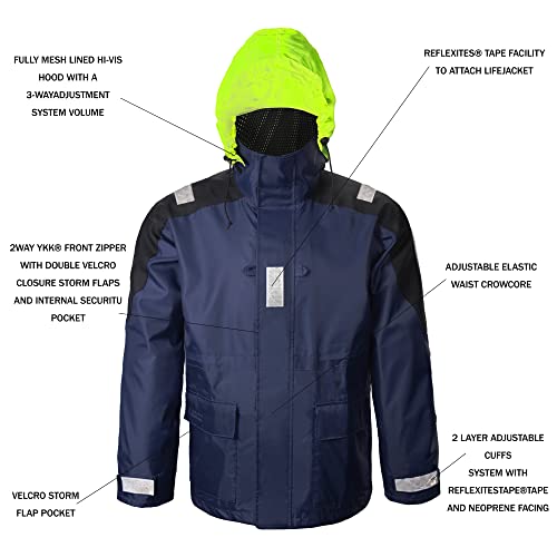 Sailing Jacket with Bib Pants Overall Waterproof for Men Women Fishing Rain Suits Coastal(Navy, Medium) - Thumbnail 4