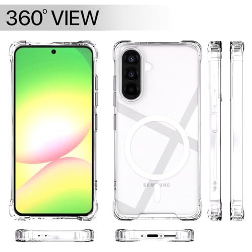 Image of Pikkme Back Cover for Samsung Galaxy A55 5G Mag-Safe Shockproof PC + TPU Protective Case Magnetic Support Bumper Case (Transparent Mag-Safe)
