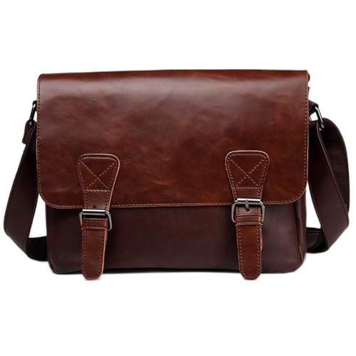 Shoulder Bags Single Shoulder Bag Leather Retro Briefcase Crossbody Bags Messenger Bags for Men Luxury Bag(Brown)