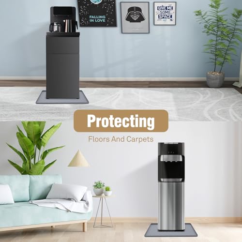 Image of Water Cooler Mat, 19.7 inch x 19.7 inch Silicone Water Dispenser Mat, Non Slip Water Cooler Tray with Raised Edge for Foor Protector, Waterproof Tray for Mini Fridge, Humidifier, Ice Maker, Kitchen (Gray)