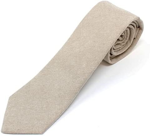 Proper Materials Men's Chambray Cotton Skinny Necktie Tie - Beige