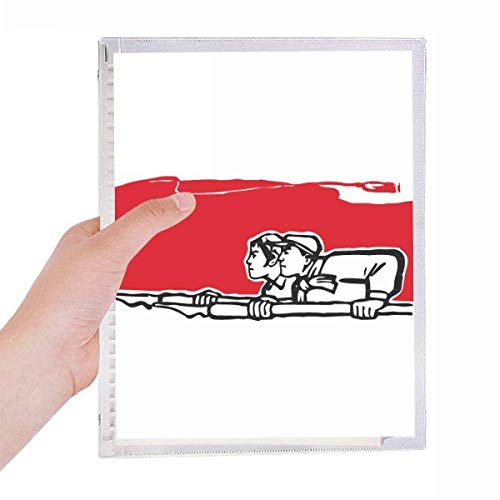 Carnet d'illustration à feuilles rechargeables au design drapeau rouge