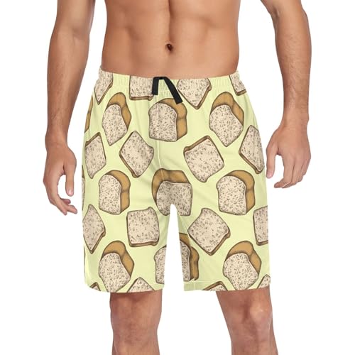 Pajama Shorts for Men Toast Summer Pajama Pants with Pocket Pjs Bottoms Sleep Shorts