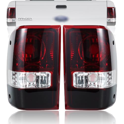 PAANLOK Tail Light Assembly for 2001-2011 Ford Ranger (Excl. STX) | Direct Fit OE Replacement | Driver & Passenger Pair | No Bulbs/Harness (Deep Ruby)