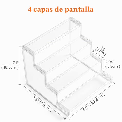 Miniatura 5 de Lifewit Pack De 1 Expositores Verticales Transparente De 4 Pisos, Organizadores De Figuras, Perfumes, Postres, Expositores De Plástico De Escritorio Para Organizar Y Decorar