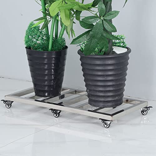 Chariot à plantes rectangulaire en acier inoxydable avec roues pour pot