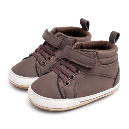 Image of CENCIRILY Baby Boys Girls High Top Sneakers Soft Soles Anti Skid Infant Ankle Shoes Toddler Prewalker First Walking Crib Shoes