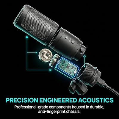 USB Microphone for PC, Cardioid Condenser Mic with 20Hz-20KHz Frequency Response, Plug & Play USB 2.0 Interface, Compatible with Windows/Mac, Ideal for Podcasting, Recording Studio & Karaoke