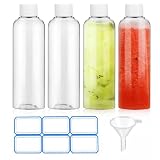 AskBed 4 Pack 3.4 Oz (100ml) Clear Plastic Shot Bottles with caps - Travel Bottles for Health, Immunity, Wellness, Samples - Perfect for Ginger Juice & Personal Care on the Go