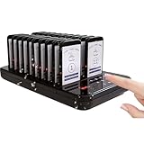 MINEYCHCEY Pager Rufsystem, 500m Restaurant Pager, 10 Pagers, 200 Mah Akku 24h, Mit Stummschalttaste, Außer Reichweite Alarm, Pager Pieper Für Food Court, Hotel, Bar 20