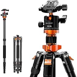 Tripode Monopod K&F Concept 171cm Trípode Compacto para Cámara de Aluminio con Monopie, Trípode de Viaje con Rótula de Bola 360°para Canon Nikon Sony Olympus Carga 10kg K255A4(Modelo Viejo: TM2515M1)