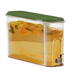 Beverage Jug, 4L Juice Water Pitcher, Clear Refrigerator Drink Container, Kitchen Beverage Dispenser, Large Capacity Pitcher with Spigot for Easy Pouring, Parties and Daily Use