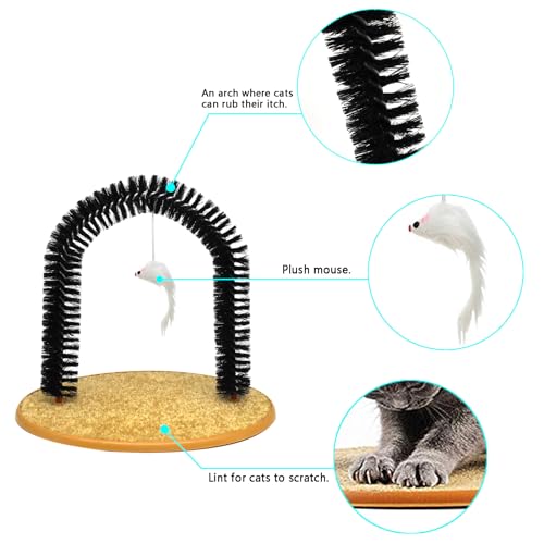 Image of Cat Scratcher,Cat Brushes for Indoor Cats,Self Groomer Scratching Board Scratch Pad,Cat Face Head Self Grooming Brush Post for Deshedding w /Cute Kitten Toy