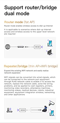 VONETS Gigabit Dual Band 2.4GHz/5GHz PoE WiFi Bridge Wireless Router Ethernet Repeater/WiFi RJ45 Adapter Range Extender 3 Gigabit Ports for Industrial PLC, IoT, Telescope, Network Devices VAR1200-L - Thumbnail 6
