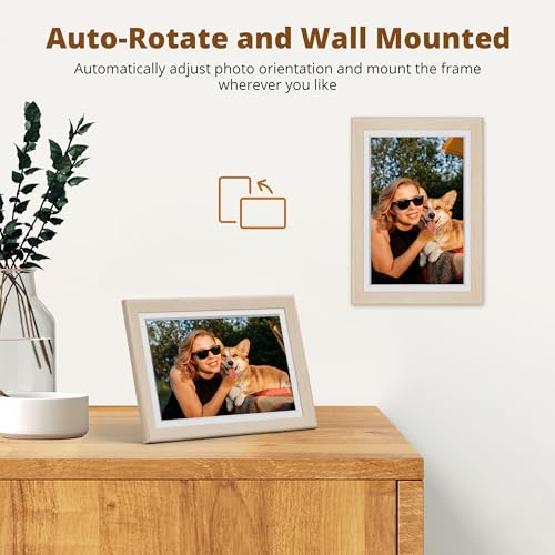 Image of Dragon Touch Digital Picture Frame WiFi 10 inch IPS Touch Screen Digital Photo Frame Display, 32GB Storage, Auto-Rotate, Share Photos via App, Email, Cloud, Classic 10 Brown