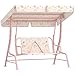 AIYAPLAY Kinder Hollywoodschaukel, 2-Sitzer Kinderschaukel Gartenschaukel mit verstellbarem Sonnendach, Sicherheitsgurt, Schaukelbank für Garten Terrasse für 3-6 Jahre Kinder bis 60 kg Rosa