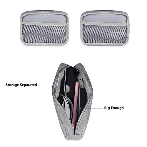 Ercrysto Universal Electronics/ Accessories Soft Carrying Case Bag, Durable & Light-Weight,Suitable For Out-Going, Business, Travel And Cosmetics Kit (Small-Gary) #TOP2