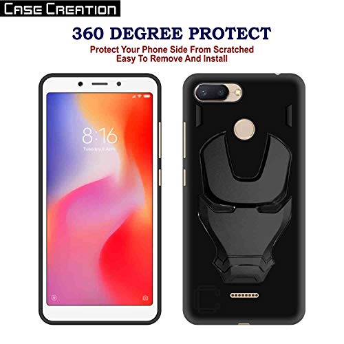 Image of COVERLY Official 3D Touch Feel Trending Marvel Avengers Logo Mask Soft Rugged Grip Iron Man Super Power Cartoon Movie Engraved Silicone Matte Back Cover for Xiaomi Redmi 6 - Black