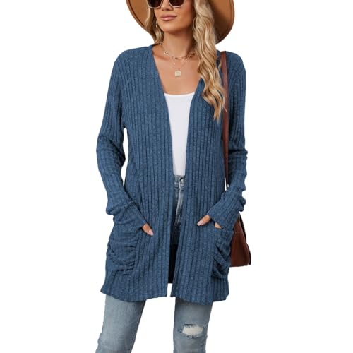 HBQ Womens Oversized Open Front Cardigans Sweater Ribbed Knit Cardigan