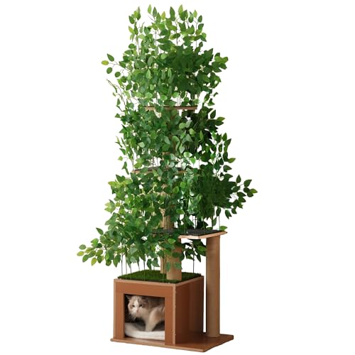 BTM 190 cm Kratzbaum Hoch Stabil mit Höhle & 4 Plattformen Aktivitätskratzbäume Haustiersicheres Material