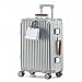 Aoliwei Aluminium-Rahmen Koffer groß XL (75cm) – Premium Hartschalen-Trolley für 11-14 Tage Reisen, mit braunem Echtleder-Griff, TSA-Schloss & & 360° Silent-Doppelrollen, Silber