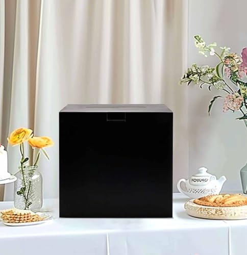 Image of SietDESEO Black Card Box for Party 9.8 inch x 9.8 inch Large Gift Card Box Holder for Wedding Reception Baby Shower Birthday Graduation Card Box