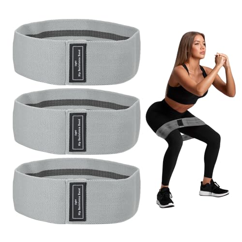 Bande de résistance PATIKIL en tissu lot de 3 élastiques de fitness gris
