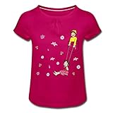 So klein und schon so schick: körpernah geschnittenes Mädchen-Shirt in leichter A-Linie mit Raffungen an Ärmeln und Halsausschnitt