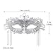 Coddsmz Women Masquerade Mask with Rhinestone Chains Mysterious Venetian Ball Mask Mardi Gras Decoration for Lady Carnival Party Costume Masks (Silver)