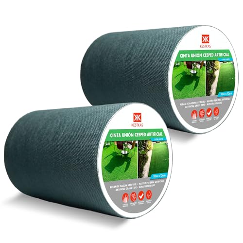 KESTKAS Adesivo per Prato Sintetico 15cm x 10m (Pack 2) Nastro Prato Sintetico - Nastro Adesivo per Erba Artificiale - Erba Sintetica per Esterno - Tappeto da Giardino