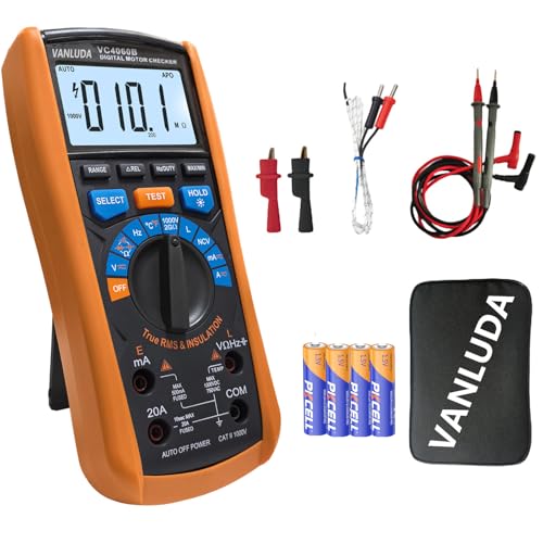 Vanluda VC4060B 4 In 1 Megohmmeter,Multimeter,Motor Checker,Insulation Resistancetester 0.6/60/600/1000V,2000Mω,Dc/Ac Trms Voltage&Current,Resistance,Capacitance,Frequency,Temperature Multi Testers cover
