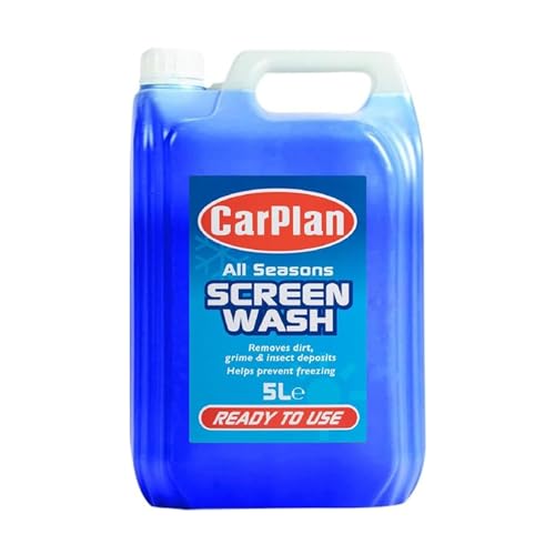 CarPlan Líquido Limpiaparabrisas Multiestacional 5L | Listo para Usar | Limpia Insectos, Suciedad y Grasa | Anticongelante hasta -4 °C | Para el Sistema de Limpia Parabrisas del Coche