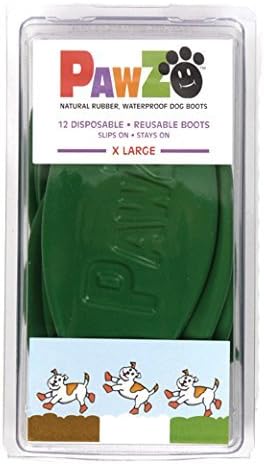 PAWZDog Boots Disposable, Reusable, Waterproof Set of 12 Color:Green Size:X-Large Pack of 2