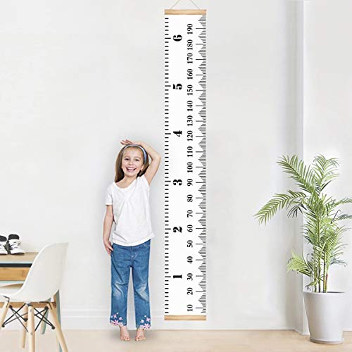 TINAYAUE Ins Creative Kids Tabela de crescimento de madeira, moldura de tecido, réguas para pendurar