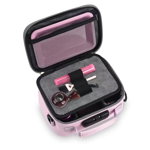 Pink PU Leather Smell Proof Bag with Combination Lock, Heavy Duty Organizers Box case with Shoulder Strap for Home and Travel, Great Gift for Women.3