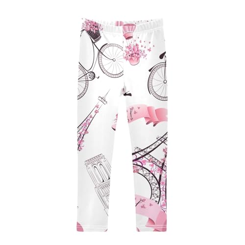 Girls' Leggings Girls Stretch Leggings Paris Eiffel Tower Theme Children's Yoga Pants Clothes Kids Dance Tights Place
