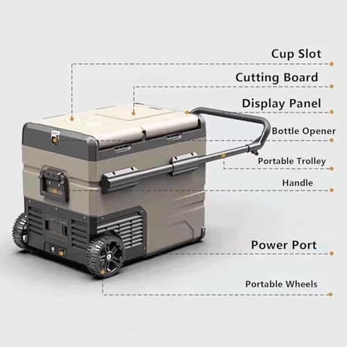 Enfriador eléctrico portátil – Enfriamiento rápido -20℃ a +20℃, 35L/45L/55L, diseño de doble puerta con ruedas y asa para viajes en camión, furgoneta y cámper