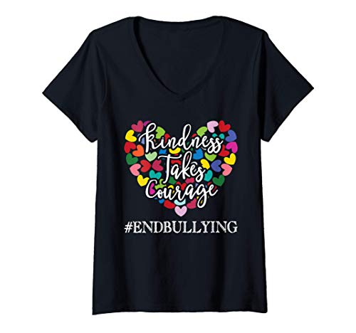Womens Anti bullying Awareness Gift Endbullying Kindness design V-Neck T-Shirt