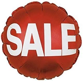 Red Sale Balloon (18 Inch Mylar) (Pkg of 25, Red/White)