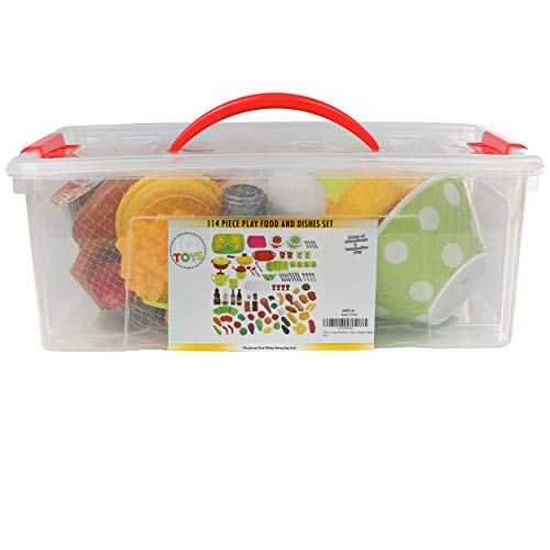 IQ Toys 114 Piece Pretend Play Food Sets for Kids Kitchen with Storage Container, Toy Fake Food, Play Kitchen Toys Accessories, Pretend Food Toys for Toddlers - Thumbnail 4