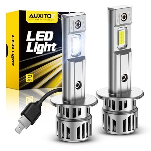 Image of AUXITO H1 /H1ll Bulbs, 10X Brightness 6500K Cool White, Exact Halogen Dimensions, H1 Fog Light Application, No-Modification Plug & Play, Pack of 2