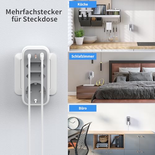 6 in 1 Mehrfachstecker Doppelstecker für Steckdose Mehrfachsteckdose mit 3 USB STGAROT 4000W/16A 3 Fach Steckdosenadapter mit 2 PD20W USB-C Mehrfachstecker für Steckdose 6