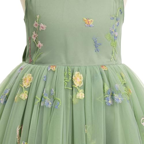 IBTOM CASTLE Toddlers Girl 3D Flower Feather Dress Embroidery Bridesmaid Birthday Dress Lace Tulle Party Dress Ball3