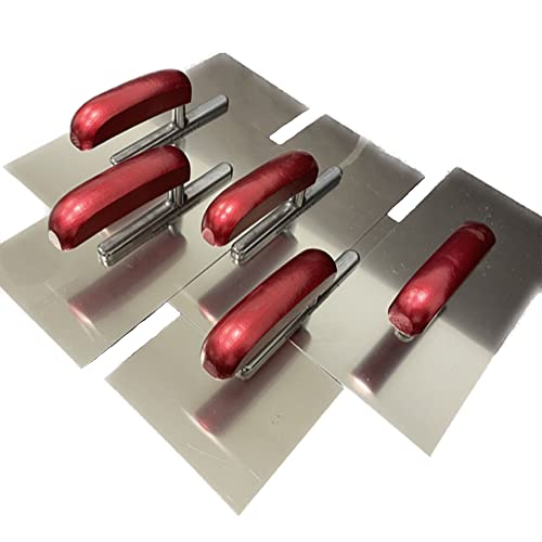 Contoo CT029 - Set di 5 spatole da muratore, manico in legno, in acciaio inox, 280 x 130 cm