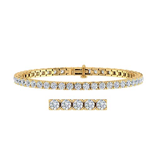 Image of 2 to 7 Carat Natural Diamond Tennis Bracelet for Women in 14K Gold (7 Inch) - IGI Certified (I1-I2 Clarity)