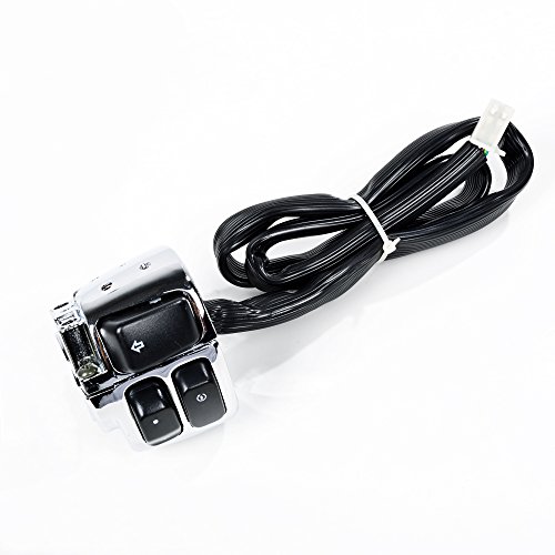 Chrome Head Turn Signal Light Horn Switch + Harness Compatible with 1996-2012 Harley Dyna Softail Sportster V-Rod 1" Handlebar