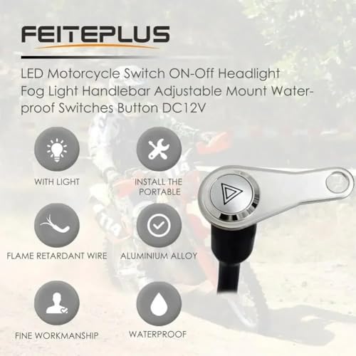 Interruptor de manillar de motocicleta con botón momentáneo resistente y luz LED de guía 3