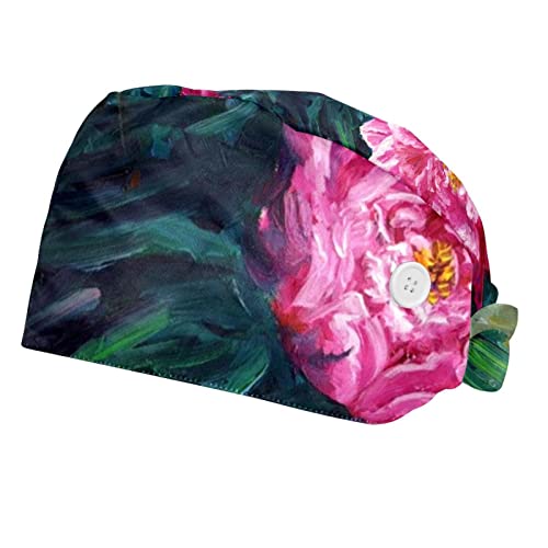 Chapeaux de travail unisexes Pivoine pour hommes et femmes | Lot de 2 casquettes réglables