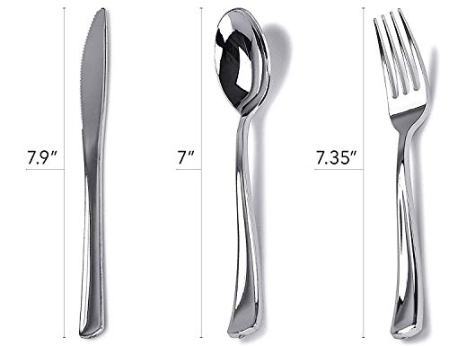 image for Stock Your Home 125-Piece White and Silver Fancy Plastic Plates Dispos